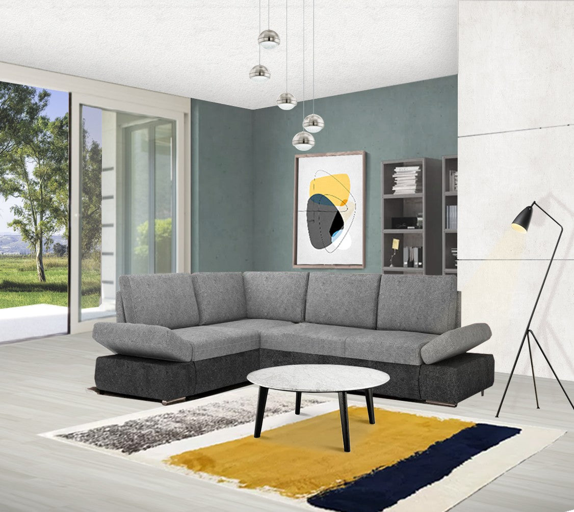 Divano angolare Siena con letto estraibile grigio 267x200x90