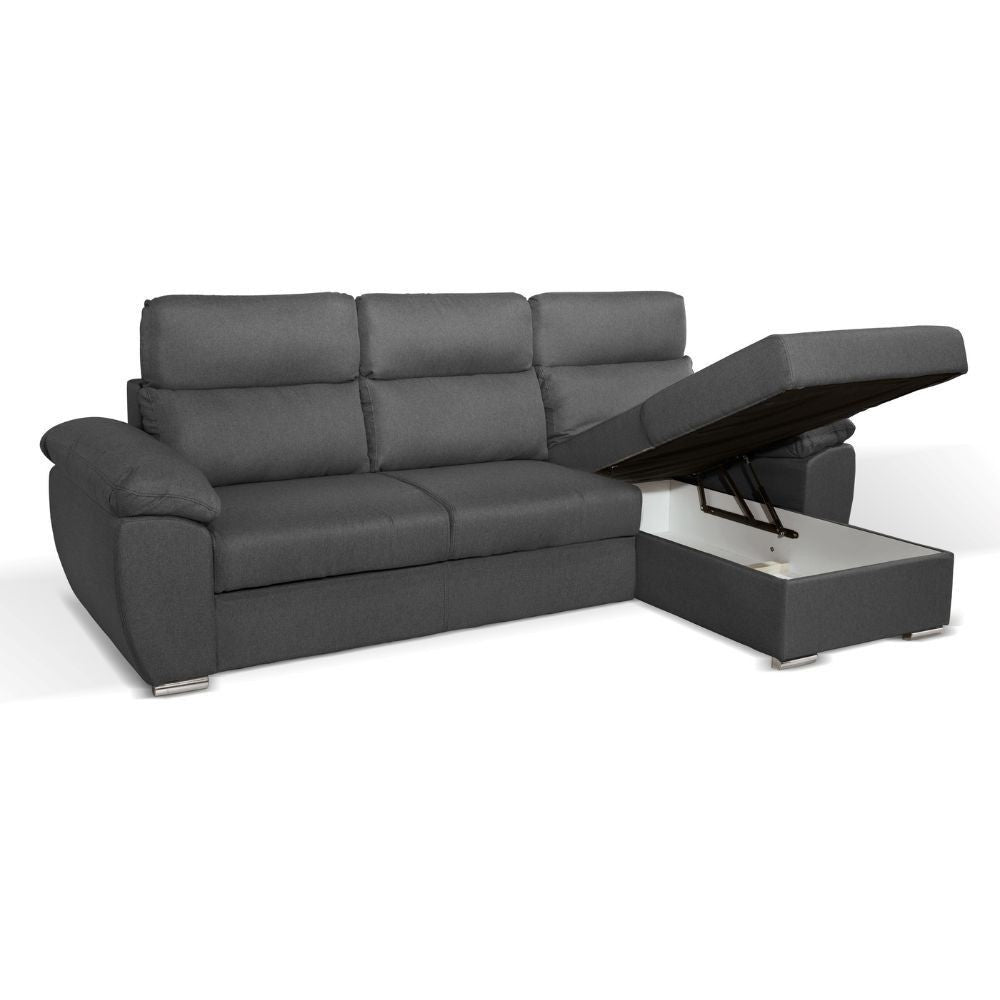 Divano Como II con penisola contenitore grigio Twist20