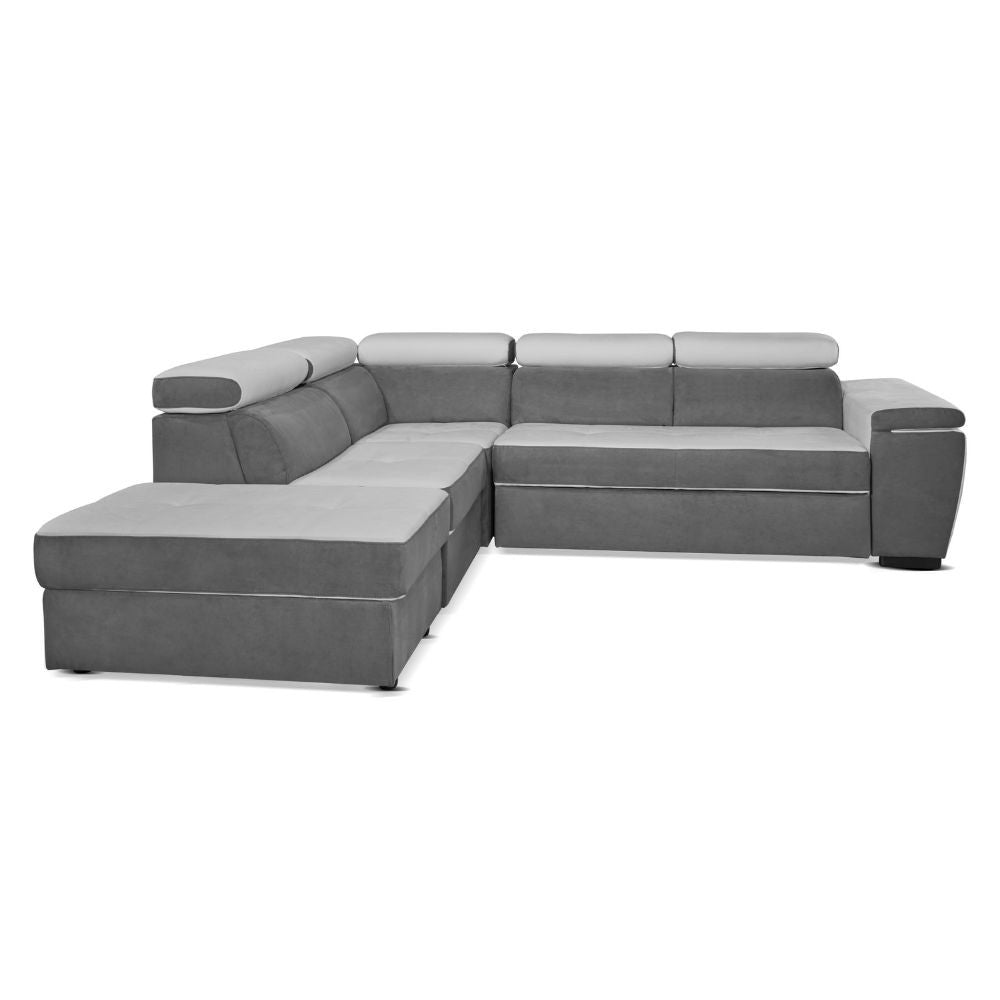 Divano Kutri penisola letto e contenitore bicolore elephant e grigio chiaro