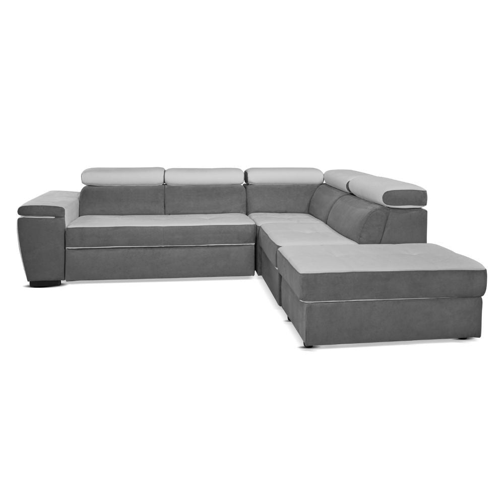 Divano Kutri penisola letto e contenitore bicolore elephant e grigio chiaro