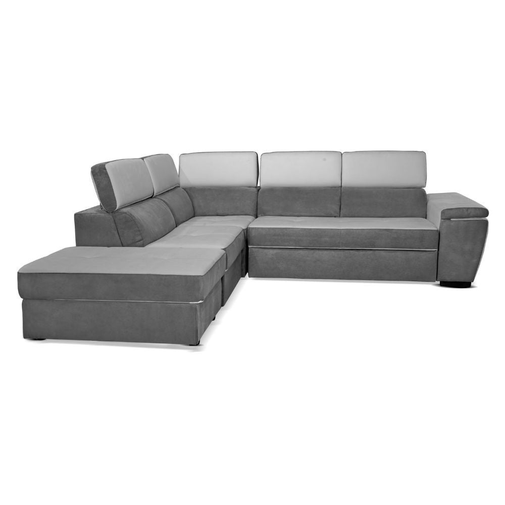 Divano Kutri penisola letto e contenitore bicolore elephant e grigio chiaro