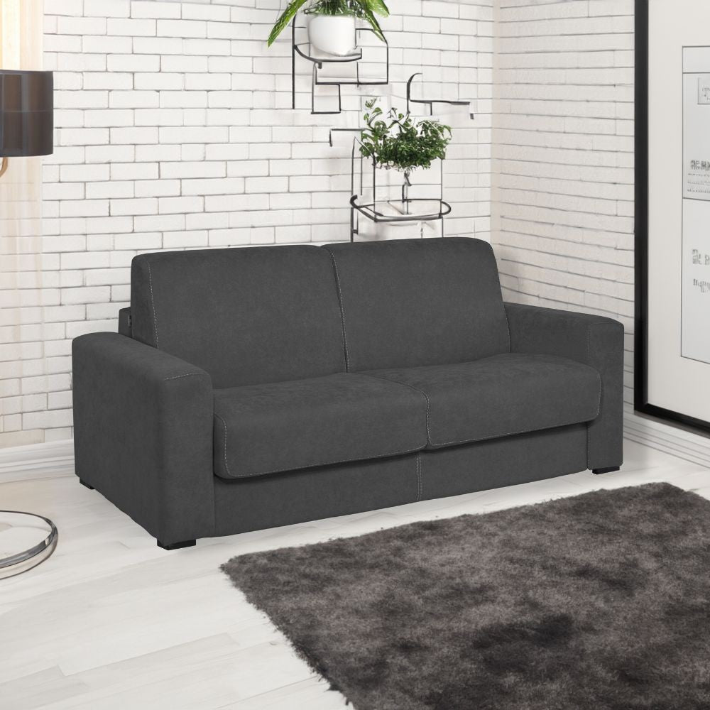 Divano letto Kriog 3 posti con braccioli squadrati gonzaga colore antracite