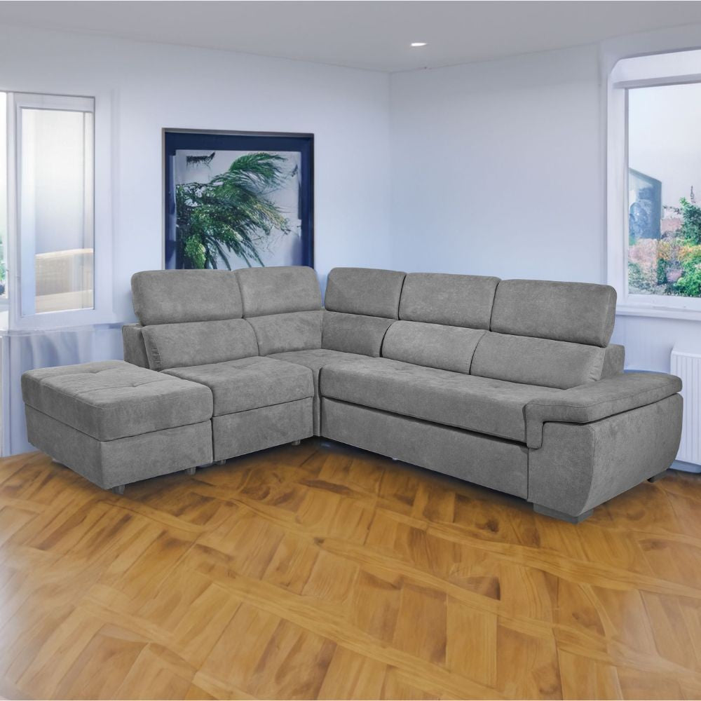 Divano letto Lughen contenitore 5 elementi reversibili colore elephant