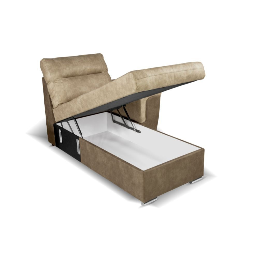 Divano Washington angolare con letto e 2 contenitori taupe Ranger 01 e Ranger 07