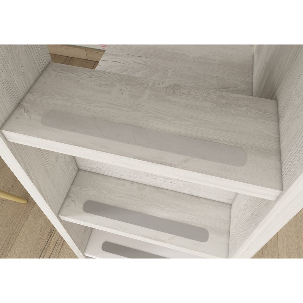 Letto a castello 1298 reversibile con armadio e 2 cassetti bianco consumato e fucsia