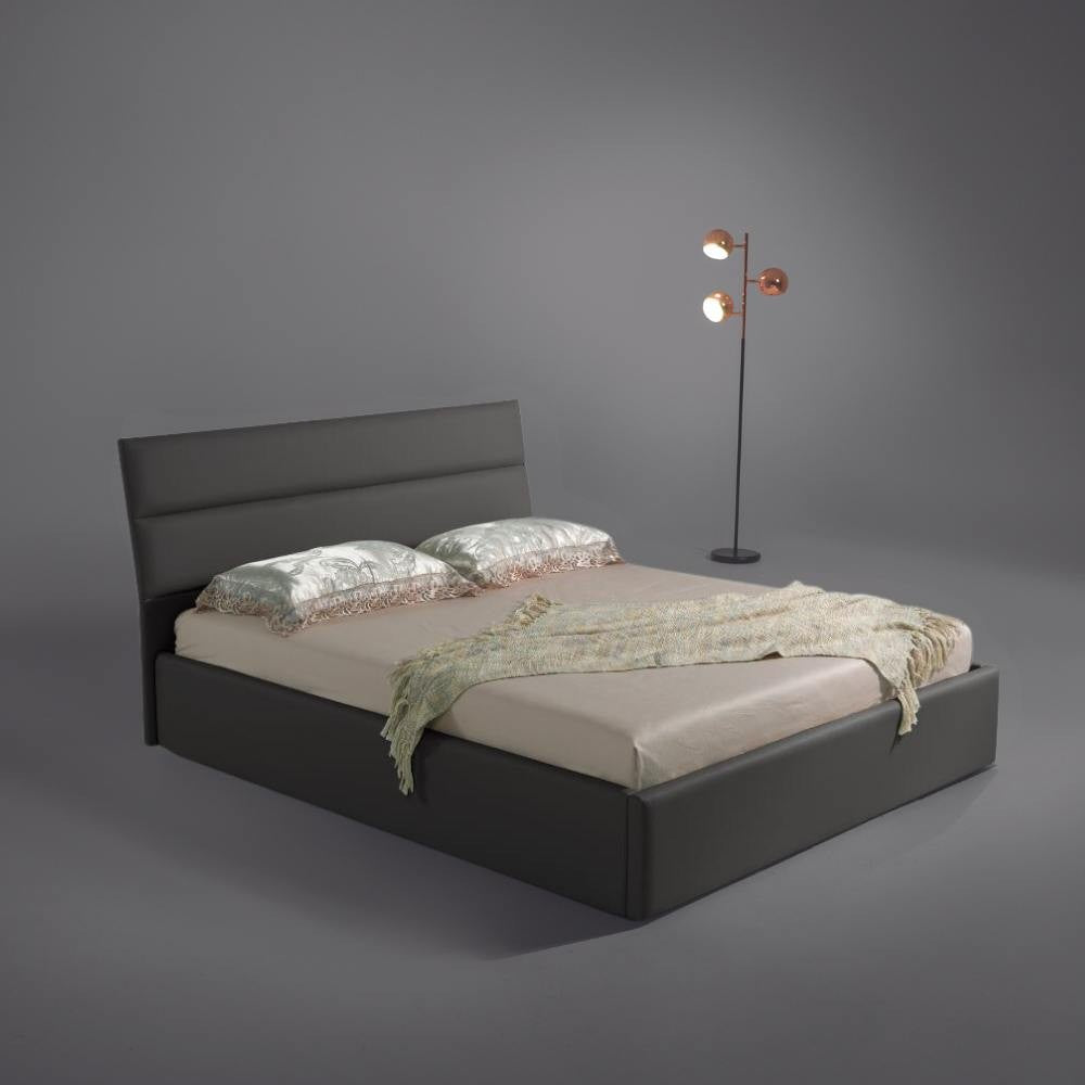 Letto matrimoniale contenitore Ios ecopelle grigio scuro
