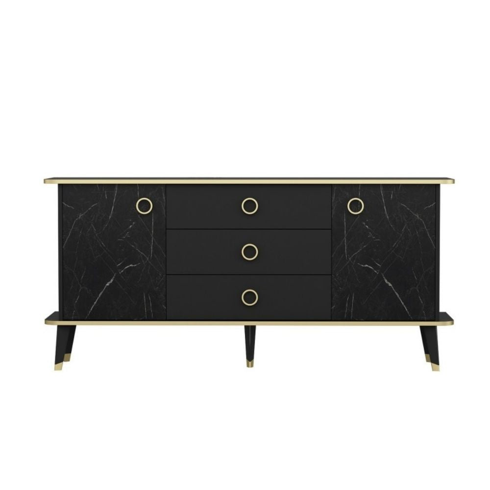 Madia Bienmadia 180 2 ante e 3 cassetti effetto marmo nero oro