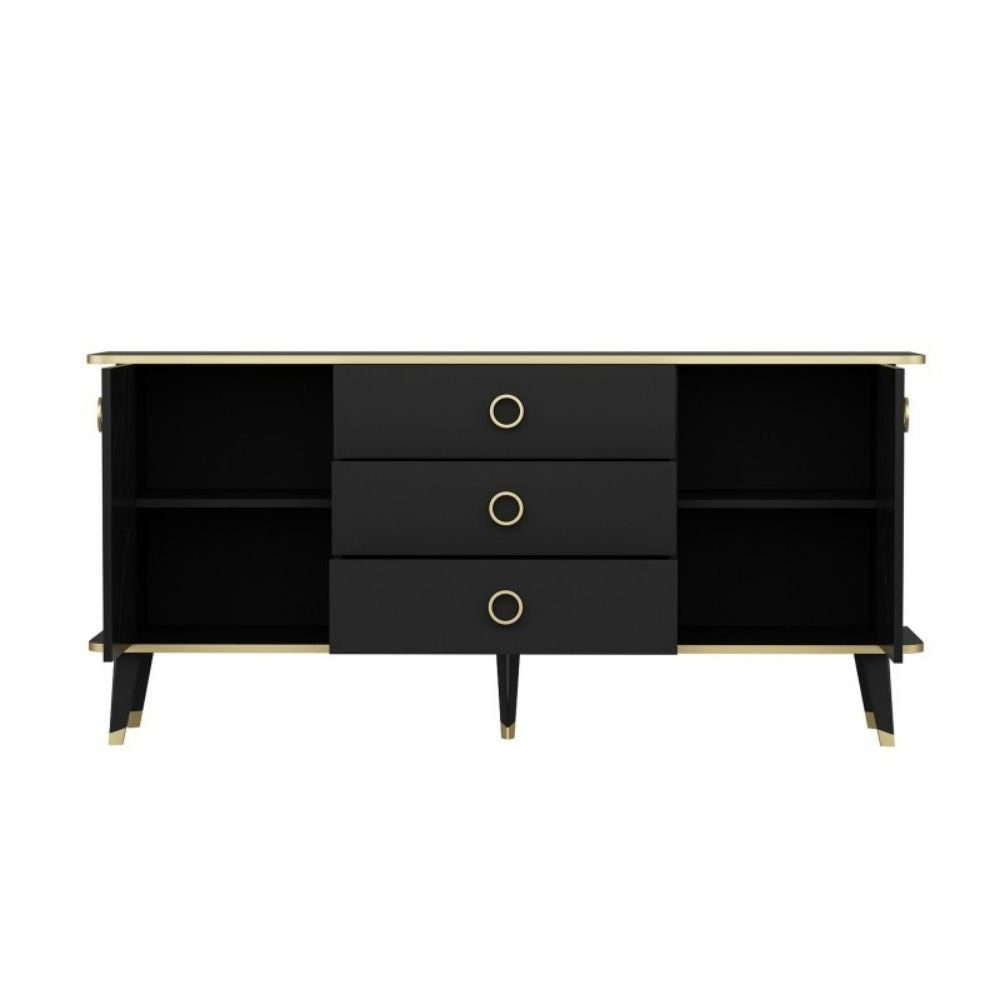 Madia Bienmadia 180 2 ante e 3 cassetti effetto marmo nero oro