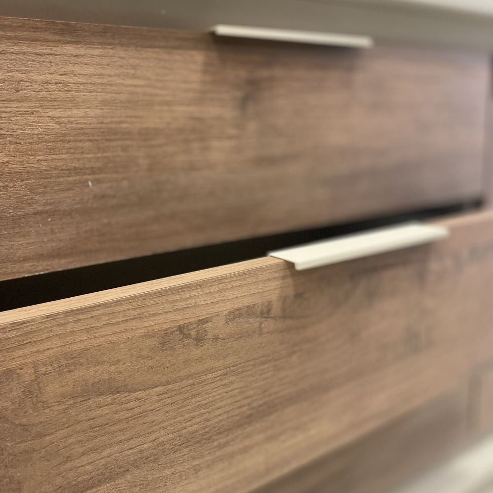 Madia Open 2 ante e 3 cassetti colore cashmere e noce mercure