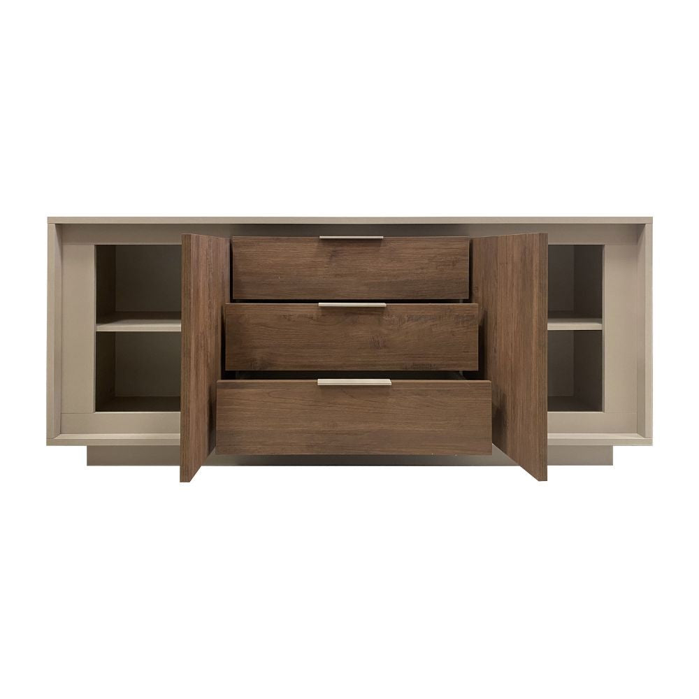 Madia Open 2 ante e 3 cassetti colore cashmere e noce mercure