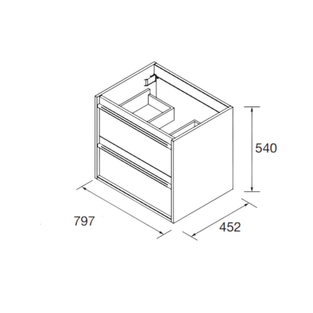Mobile bagno sospeso Ador80 rovere ostippo con lavabo 2 cassetti 80x45x54h