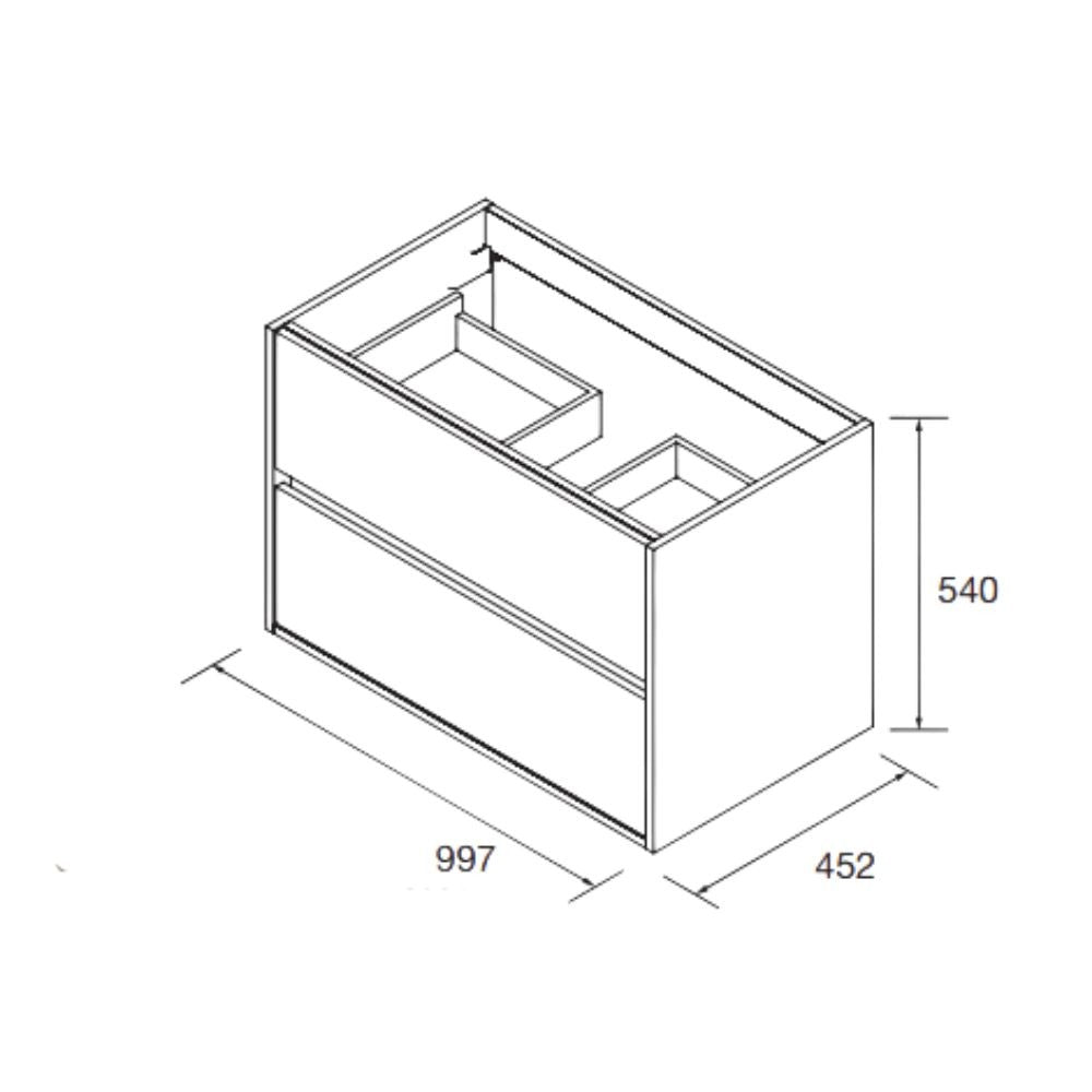 Mobile bagno sospeso Claros100 rovere caledonia con lavabo 2 cassetti 100x45x56h