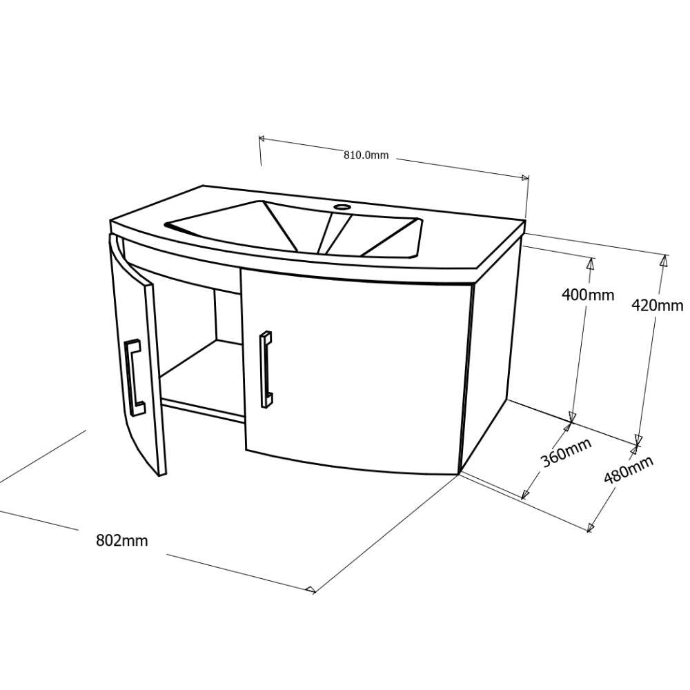 Mobile bagno sospeso Iseo bianco rovere 81x48x42