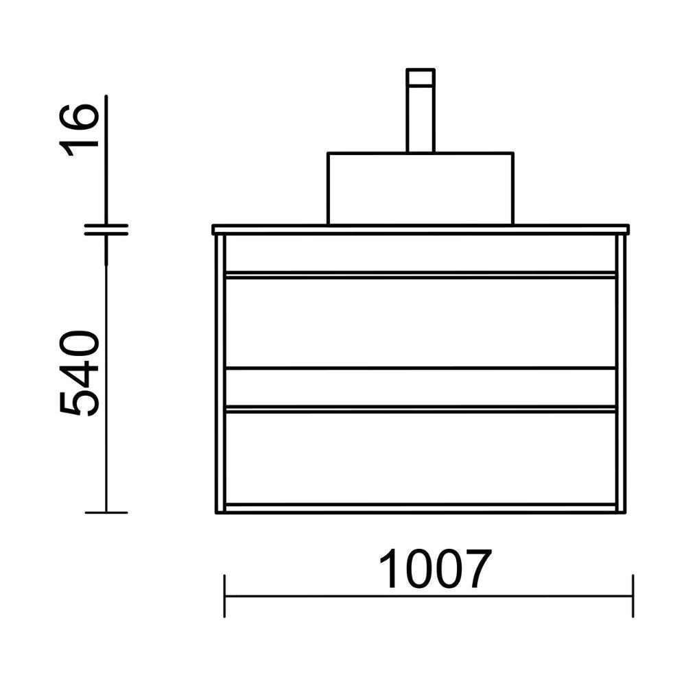 Mobile bagno sospeso Nuar100 rovere ostippo lavabo appoggio 2 cassetti 100x45x54h