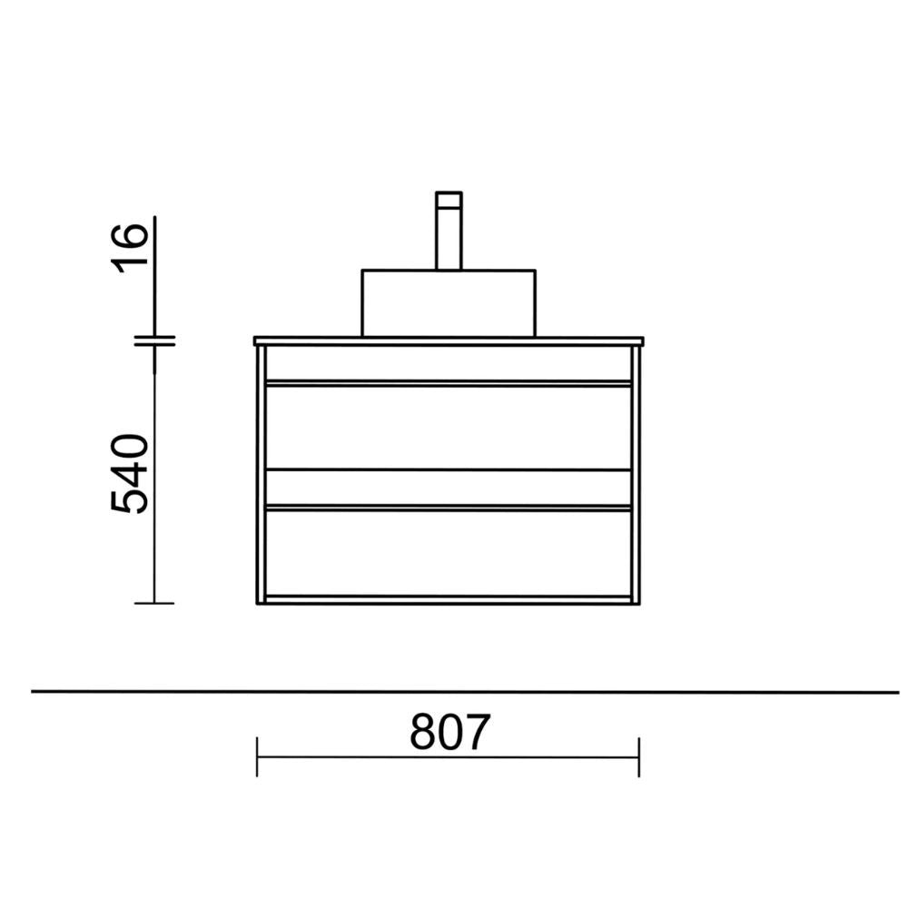 Mobile bagno sospeso Nuar80 rovere ostippo lavabo appoggio 2 cassetti 80x45x54h