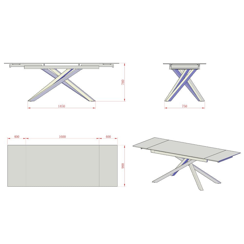 Tavolo allungabile Nefti con top in ceramica colore marrone atene lucido con gambe dorate