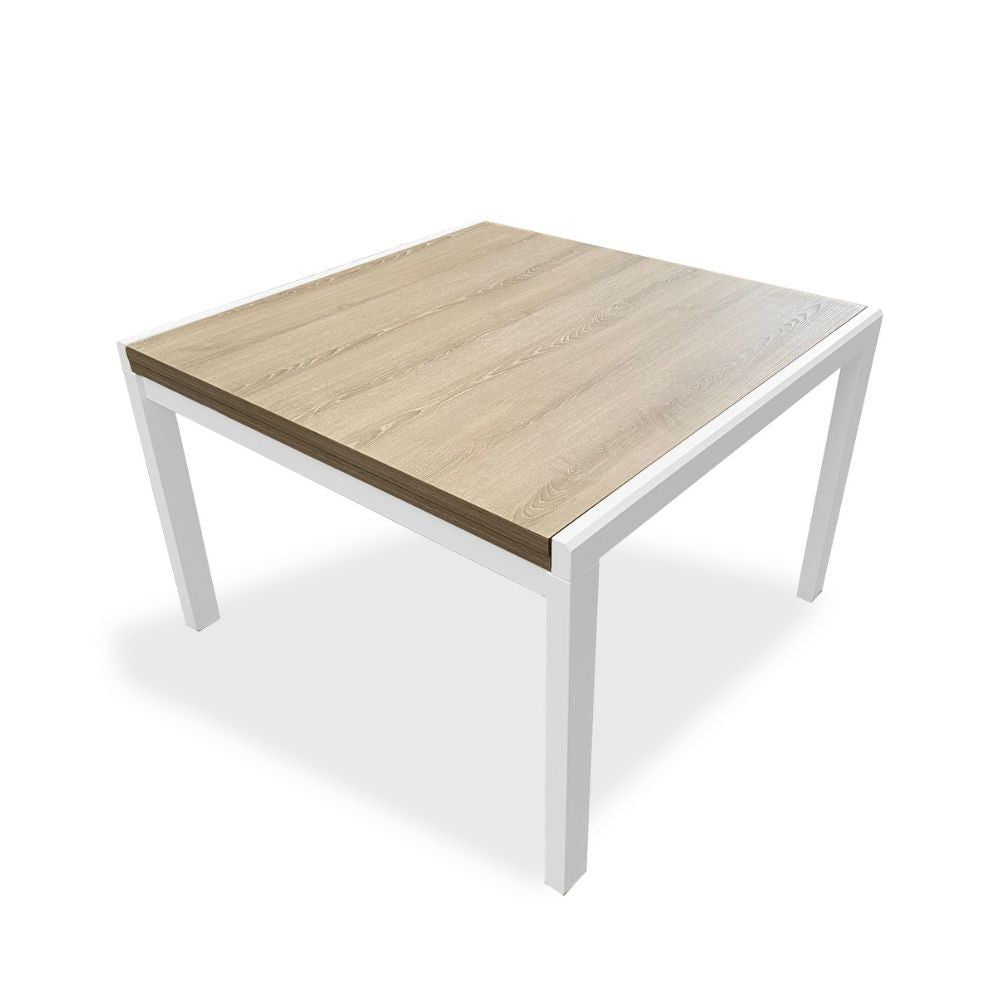 Tavolo quadrato Korallo allungabile bianco e olmo 100x100x76h