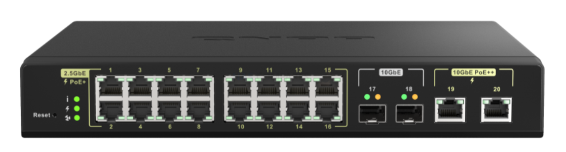 QNAP 16X2.5GB RJ45 POE, 2X10GBSFP , 2X10GBRJ45 POE