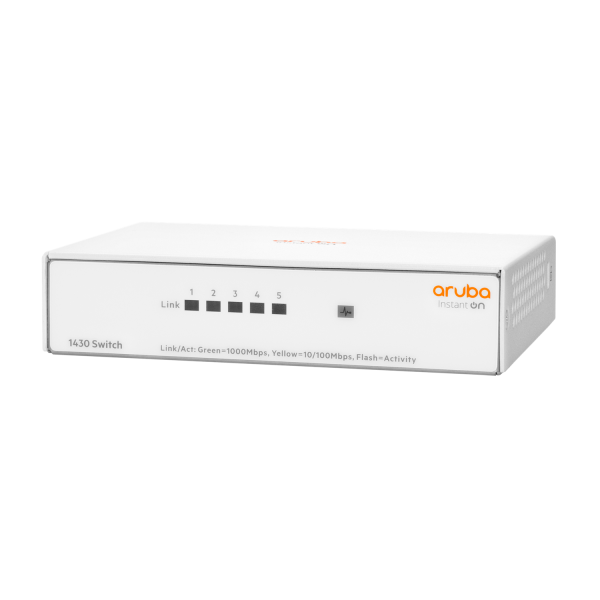 HPE Aruba Networking Networking Instant On Switch 5p Gigabit 1430 (Aruba Instant On 1430 5G - Unmanaged L2 Gigabit Ethernet - [10/100/1000] White - Warranty: 12M)HpeR8R44A