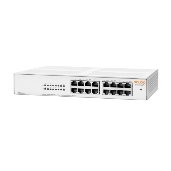 HPE Aruba Networking Networking Instant On Switch 16p Gigabit 1430 (Aruba Instant On 1430 16G - Unmanaged L2 Gigabit Ethernet - [10/100/1000] 1U White - Warranty: 12M)HpeR8R47A