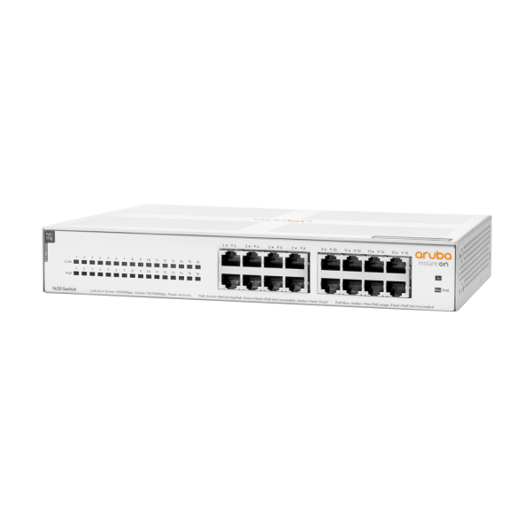 Aruba Instant On 1430 16G Class4 PoE 124W Non gestito L2 Gigabit Ethernet [10/100/1000] Supporto Power over Ethernet [PoE] 1U Bianco (Aruba Instant On 1430 16G - Class4 Poe 124W Unmanaged L2 - Gigabit Ethernet [10/100/1000] Power Over Ethernet [Poe] ...