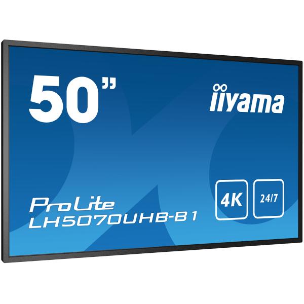 Iiyama LH5070UHB-B1 visualizzatore di messaggi Pannello piatto per segnaletica digitale 125,7 cm [49.5] VA 700 cd/m 4K Ultra HD Nero Processore integrato Android 9.0 24/7 (iiyama ProLite LH5070UHB-B1 50' Large Format Display with 24/7, 4K UHD, Androi...