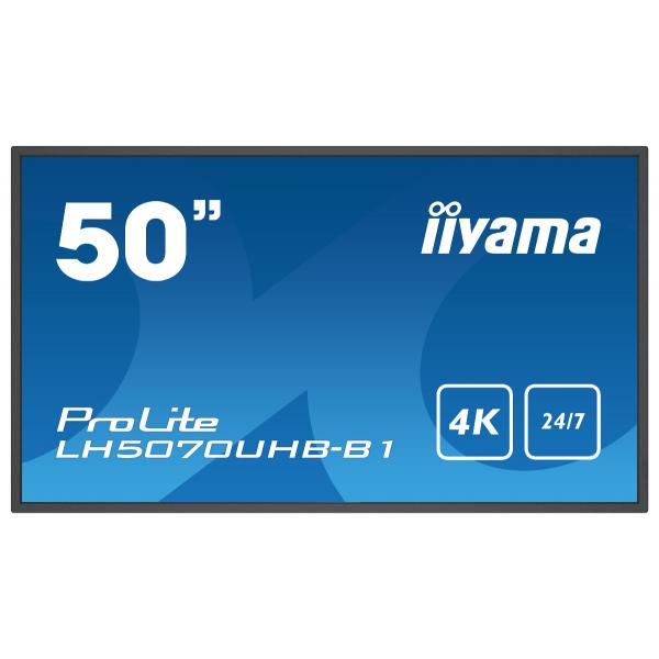 Iiyama LH5070UHB-B1 visualizzatore di messaggi Pannello piatto per segnaletica digitale 125,7 cm [49.5] VA 700 cd/m 4K Ultra HD Nero Processore integrato Android 9.0 24/7 (iiyama ProLite LH5070UHB-B1 50' Large Format Display with 24/7, 4K UHD, Androi...