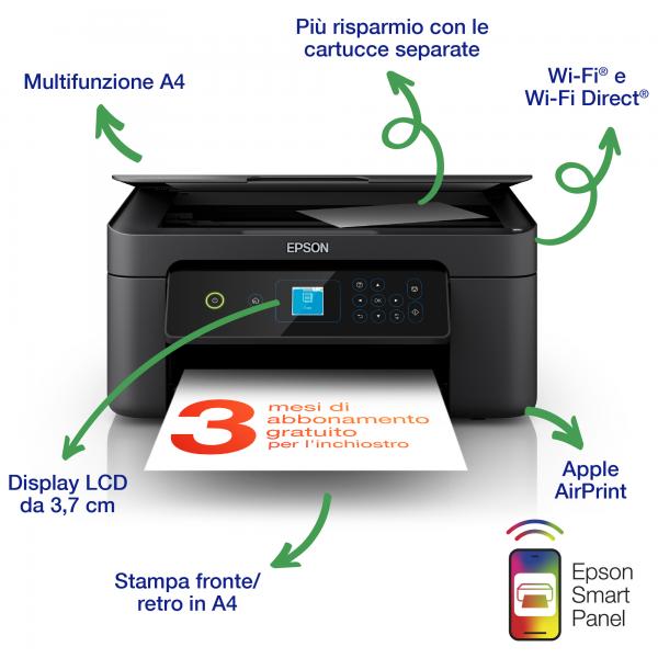 Epson Expression Home XP-3205 stampante multifunzione A4 getto d'inchiostro, stampa, copia, scansione, Display LCD 3.7cm, WiFi Direct, Stampa mobile, 3 mesi di inchiostro incluso con ReadyPrint (Epson Expression Home XP-3205 [3in1])EpsonC11CK66404