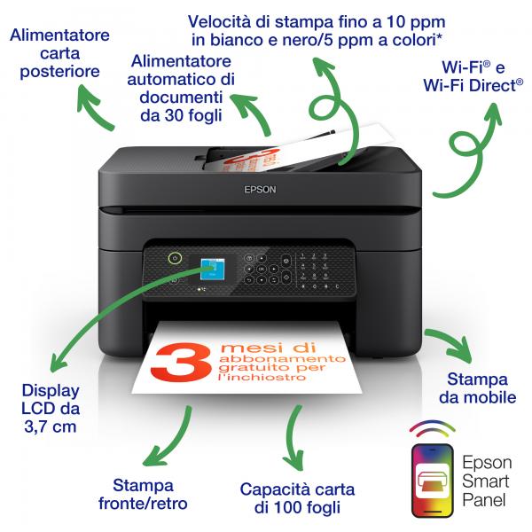 Epson WorkForce WF-2930DWF stampante multifunzione A4 getto d'inchiostro [stampa, scansione, copia], display LCD 3.7cm, ADF, WiFi Direct, 3 mesi di inchiostro incluso con ReadyPrint (Epson WorkForce WF-2930DWF [4in1])Epson8715946701974C11CK63403