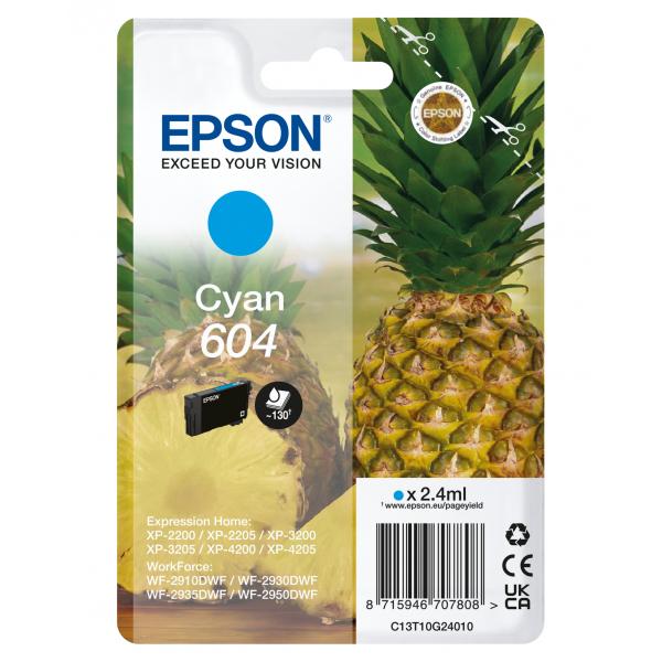 Epson 604 cartuccia d'inchiostro 1 pz Originale Resa standard Ciano (SINGLEPACK CYAN 604 INK - .)EpsonC13T10G24010