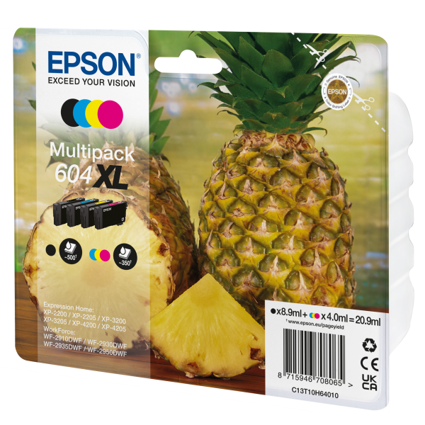 Epson 604XL cartuccia d'inchiostro 4 pz Originale Resa elevata [XL] Nero, Ciano, Magenta, Giallo (EPSON PINEAPPLE 604XL 4 INK MULTIPACK INK)EpsonC13T10H64010