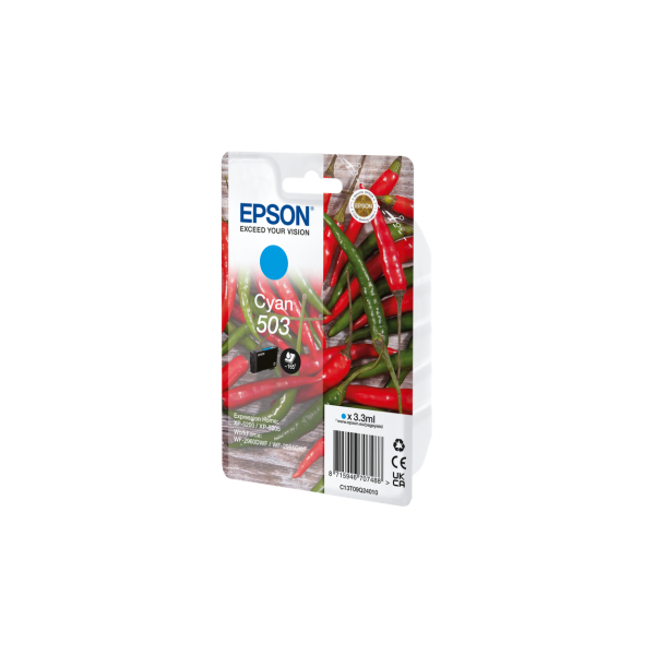 Epson 503 cartuccia d'inchiostro 1 pz Originale Resa standard Blu (EPSON CHILLIE 503 CYAN INK SINGLEPACK INK)Epson8715946707488C13T09Q24010