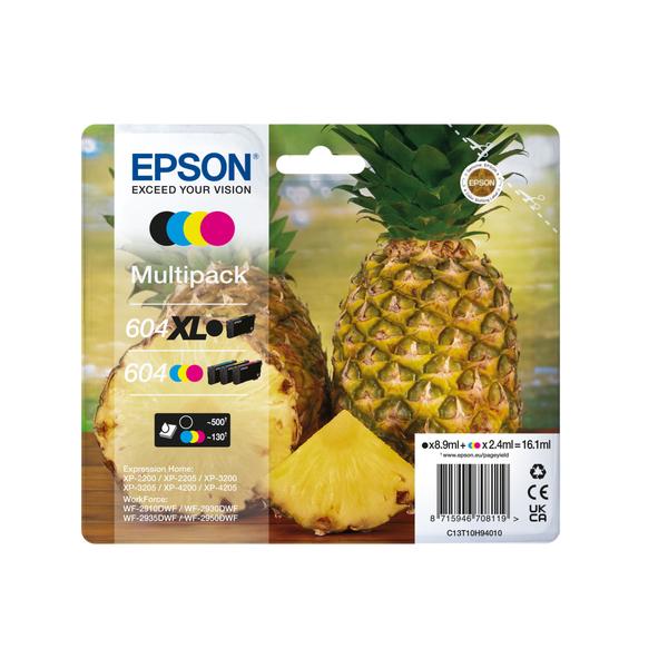 Epson 604XL cartuccia d'inchiostro 4 pz Originale Resa elevata [XL] Nero, Ciano, Magenta, Giallo (EPSON PINEAPPLE 604 BKXL/STD C MULTIPACK INK)EpsonC13T10H94010