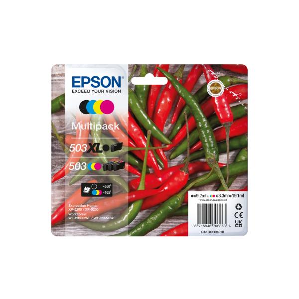 Epson 503 XL cartuccia d'inchiostro 4 pz Originale Resa elevata [XL] Nero, Ciano, Magenta, Giallo (Epson 503 XL Multipack - 4 pakker - XL)Epson8715946706870C13T09R94020