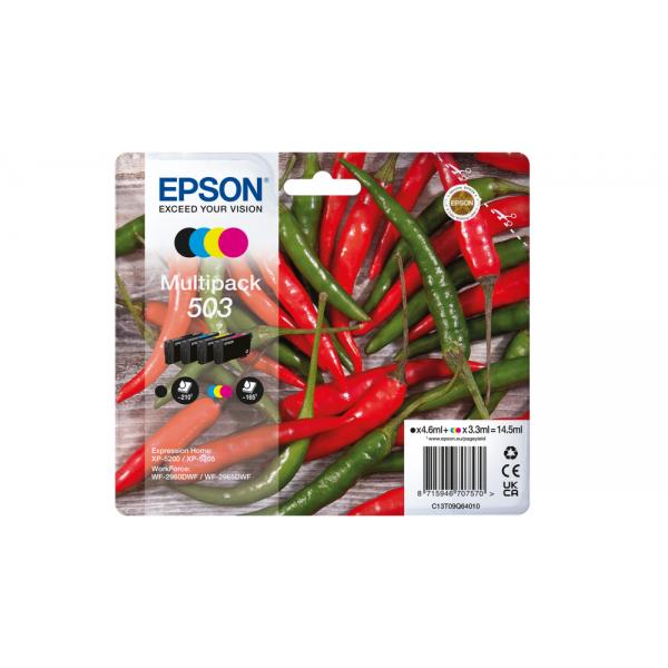 Epson 503 cartuccia d'inchiostro 4 pz Originale Resa standard Nero, Ciano, Magenta, Giallo (Epson 503 Multipack 4-pack black yellow cyan magenta 210pg Epson XP-5200 original ink cartridge)EpsonC13T09Q64010