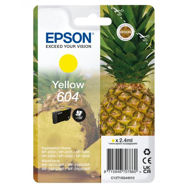 Epson 604 cartuccia d'inchiostro 1 pz Originale Resa standard Giallo (SINGLEPACK YELLOW 604 INK - .)EpsonC13T10G44010