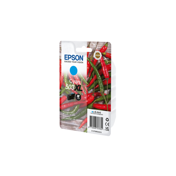 Epson 503XL cartuccia d'inchiostro 1 pz Originale Resa elevata [XL] Ciano (EPSON CHILLIE 503XL CYAN INK SINGLEPACK INK)EpsonC13T09R24010