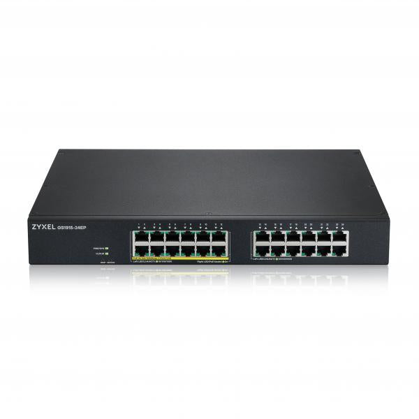 Zyxel GS1915-24EP Gestito L2 Gigabit Ethernet [10/100/1000] Supporto Power over Ethernet [PoE] 1U Nero (Zyxel GS1915 Series GS1915-24EP - Switch - compatibile con NebulaFLEX - intelligente - 24 x 10/100/1000 [12 PoE] - desktop, montaggio a parete - P...
