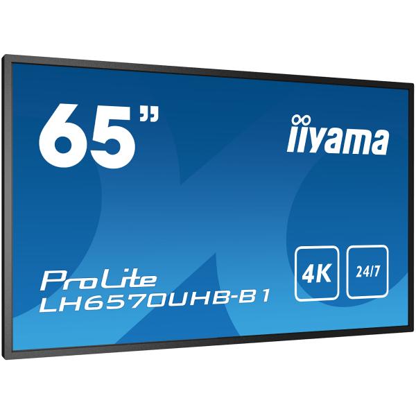 Iiyama LH6570UHB-B1 visualizzatore di messaggi Pannello piatto per segnaletica digitale 163,8 cm [64.5] VA 700 cd/m 4K Ultra HD Nero Processore integrato Android 9.0 24/7 (iiyama ProLite LH6570UHB-B1 65' Large Format Display with 24/7, 4K UHD, Androi...