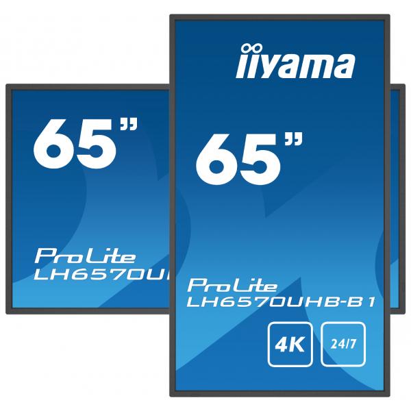 Iiyama LH6570UHB-B1 visualizzatore di messaggi Pannello piatto per segnaletica digitale 163,8 cm [64.5] VA 700 cd/m 4K Ultra HD Nero Processore integrato Android 9.0 24/7 (iiyama ProLite LH6570UHB-B1 65' Large Format Display with 24/7, 4K UHD, Androi...