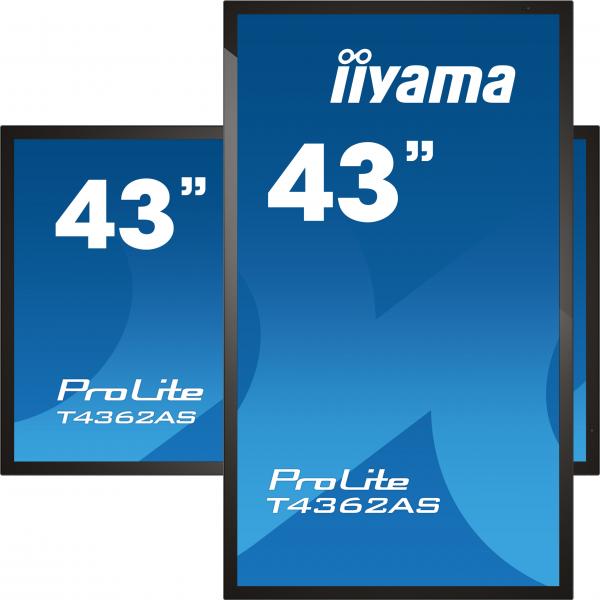 Iiyama T4362AS-B1 visualizzatore di messaggi Pannello piatto interattivo 108 cm [42.5] IPS 500 cd/m 4K Ultra HD Nero Touch screen Processore integrato Android 8.0 24/7 (iiyama ProLite T4362AS-B1 43 Klasse [)Iiyama4948570120468T4362AS-B1