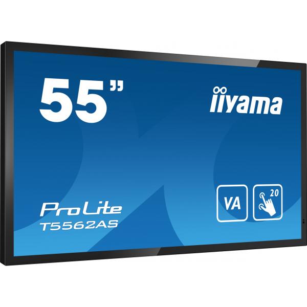 Iiyama T5562AS-B1 visualizzatore di messaggi Pannello piatto interattivo 138,7 cm [54.6] VA 500 cd/m 4K Ultra HD Nero Touch screen Processore integrato Android 8.0 24/7 (Iiyama T5562AS-B1 55' VA 4K UHD Projective Capacitive 20pt Touchscreen with Palm...