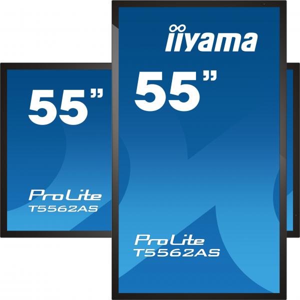 Iiyama T5562AS-B1 visualizzatore di messaggi Pannello piatto interattivo 138,7 cm [54.6] VA 500 cd/m 4K Ultra HD Nero Touch screen Processore integrato Android 8.0 24/7 (Iiyama T5562AS-B1 55' VA 4K UHD Projective Capacitive 20pt Touchscreen with Palm...