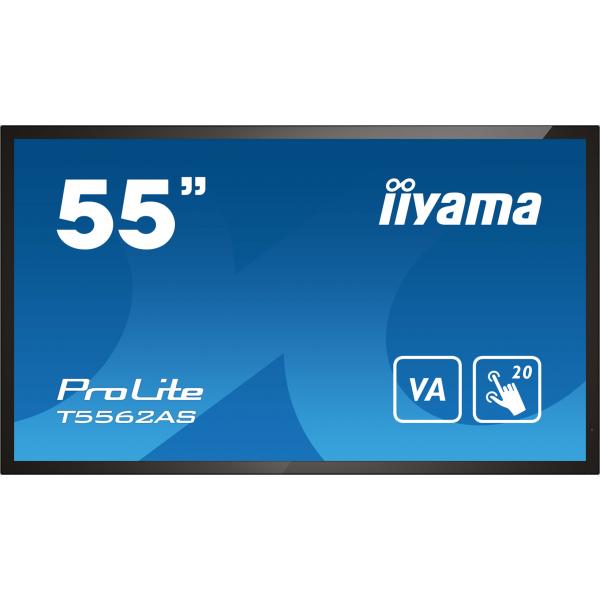 Iiyama T5562AS-B1 visualizzatore di messaggi Pannello piatto interattivo 138,7 cm [54.6] VA 500 cd/m 4K Ultra HD Nero Touch screen Processore integrato Android 8.0 24/7 (Iiyama T5562AS-B1 55' VA 4K UHD Projective Capacitive 20pt Touchscreen with Palm...