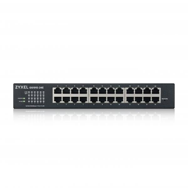 Zyxel GS1915-24E Gestito L2 Gigabit Ethernet [10/100/1000] 1U Nero (Zyxel GS1915 Series GS1915-24E - Switch - managed - smart - 24 x 10/100/1000 - desktop, wall-mountable, rack-mountable)Zyxel4718937626793GS1915-24E-GB0101F