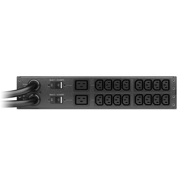 APC AP4424A interruttore di trasferimento automatico [ATS] (APC NetShelter - Automatic transfer switch [rack-mountable] - AC 207-253 V - 7400 VA - 1-phase - Ethernet 10/100/1000, USB - output connectors: 18 - 2U - 2.44 m cord - black)ApcAP4424A