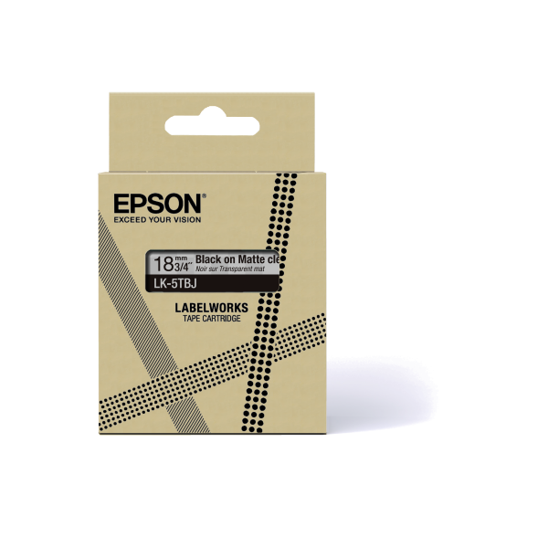 Epson Matte Tape  Clear/Black 18mm[8m]  LK-5TBJ (Epson LabelWorks LK-5TBJ - tapepatron)Epson Consumer Et8715946713557C53S672066