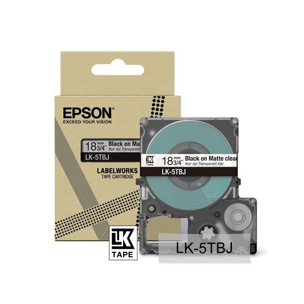 Epson Matte Tape  Clear/Black 18mm[8m]  LK-5TBJ (Epson LabelWorks LK-5TBJ - tapepatron)Epson Consumer Et8715946713557C53S672066