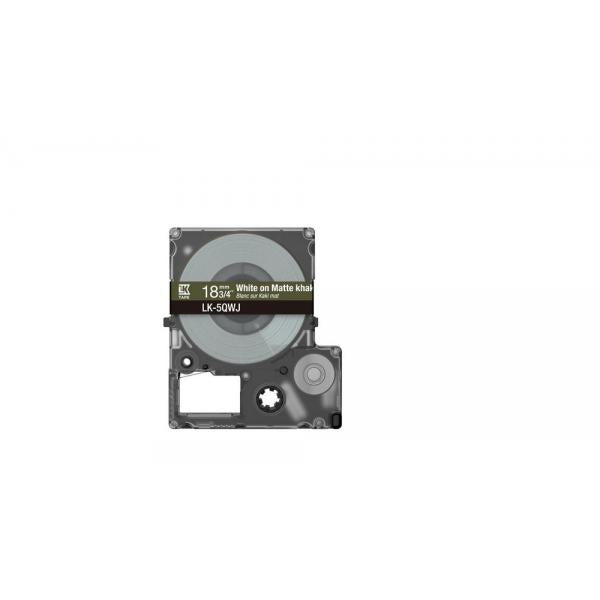 Epson Matte Tape  Khaki/White 18mm[8m]  LK-5QWJ (Epson LabelWorks LK-5QWJ - tapepatron)Epson8715946713786C53S672089