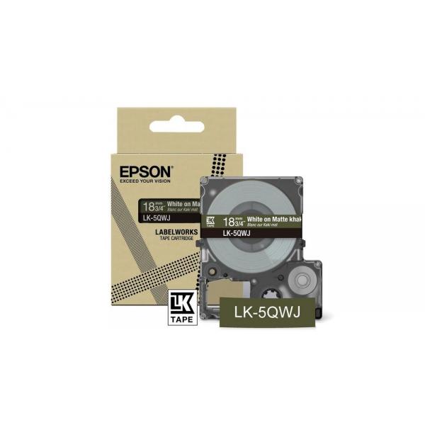 Epson Matte Tape  Khaki/White 18mm[8m]  LK-5QWJ (Epson LabelWorks LK-5QWJ - tapepatron)Epson8715946713786C53S672089